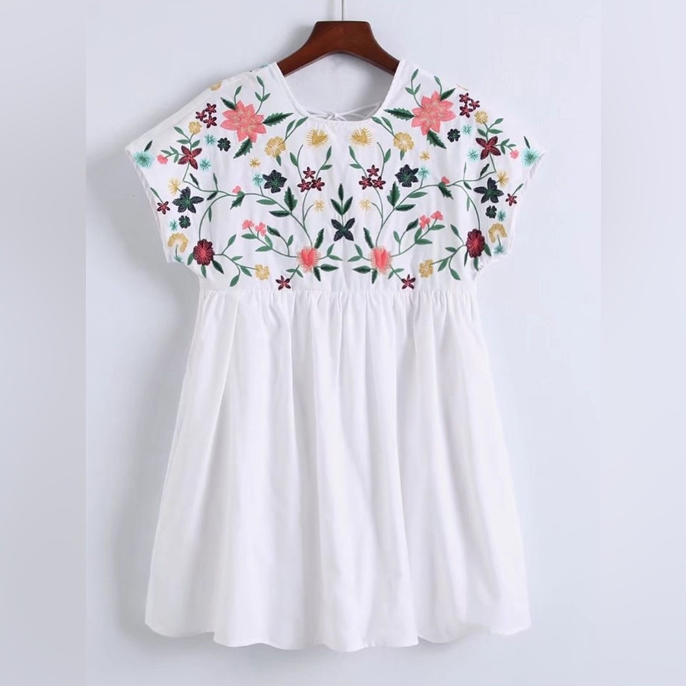 White Embroidered Mini Dress